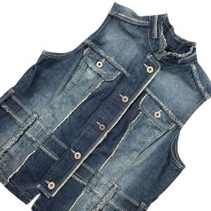VTG Denim Jean Vest Jeanstar western southwestern Frayed‎ Beth Dutton 0X Plus